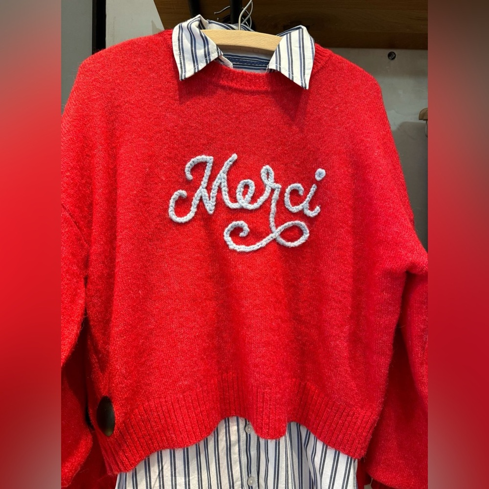 Sundry Red Merci Sweater - Picture 2 of 6